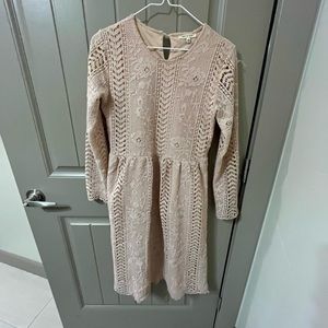 Tea N Rose Modest Pink Lace Midi Dress